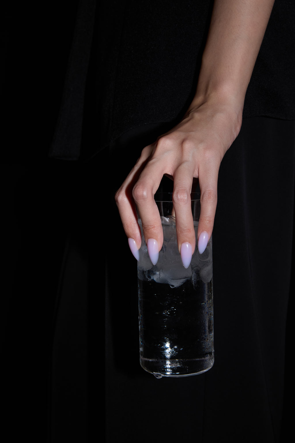 Taro Milkshake press-on nails — styled hand detail