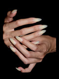 Pistachio Milkshake press-on nails — stacked hands