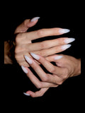 Vanilla Milkshake press-on nails — stacked hands