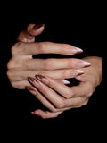 Rose Mirror French press-on nails — stacked hands