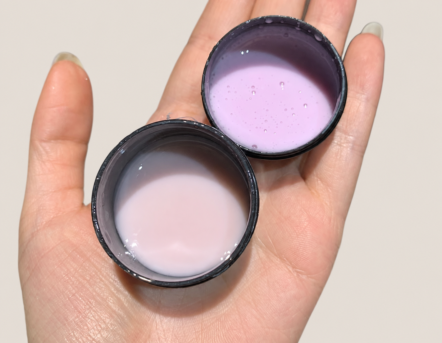 Pink and lavender custom-mixed builder gels